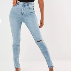NWT Missguided Highwaisted slash knee skinny jeans